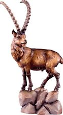 SCULTURA STAMBECCO CM 15 SCOLPITA IN LEGNO DELLA VALGARDENA DECORATA A MANO