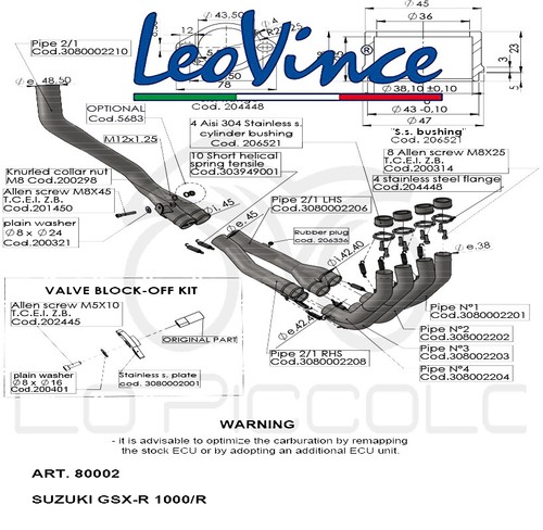 80003 kit collettori leovince - collettori,