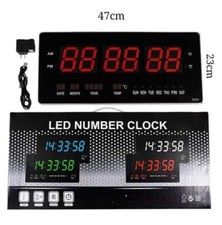 Orologio Digitale LED Da Parete MURO 47x23 cm Datario Sveglia Temperatura JH4622