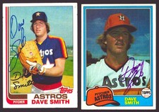 DAVE SMITH 1981 Topps #534 1982 Topps #761 AUTOGRAFO ASTROS firmato LOTTO d.2008