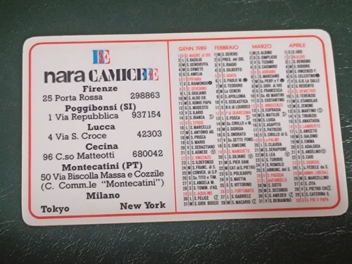 Calendarietto 1989 nara - calendarietto,