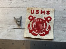 ORIGINAL WWII USMS / USMM MERCHANT MARINE STERLING PIN / PATCH