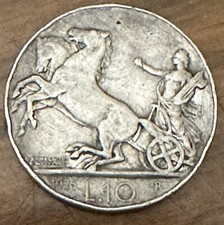 MONETA REGNO D' ITALIA BIGA 10 LIRE 1926 Near Mint