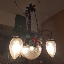 ANTICO LAMPADARIO IN FERRO BATTUTO EPOCA PRIMI 900