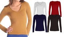 Pack 5 maglie termiche VKA25 interno felpato ass. Luna scollo a V da donna