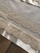 Tende Due Pezzi Tessuto Con Lino Colore Con Pizzo E Satin Ecrù Nuovo