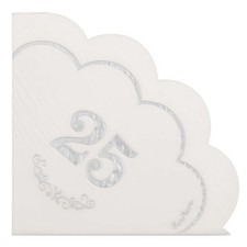 Tovaglioli Carta Bianchi 25°Anniversario Nozze d'Argento 16pz - Festa 25 anni