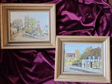 Coppia dipinti mano scena - dipinti, a