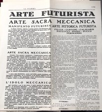 1926 ARTE PITTORICA SACRA MECCANICA FILLIA CURTONI MANIFESTO FUTURISTA