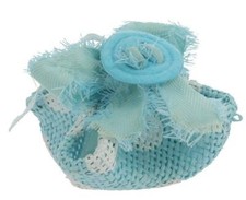 SACCHETTO BATTESIMO PORTACONFETTI CELESTE POIS FAGOTTINO BOMBONIERA BIMBO JUTA