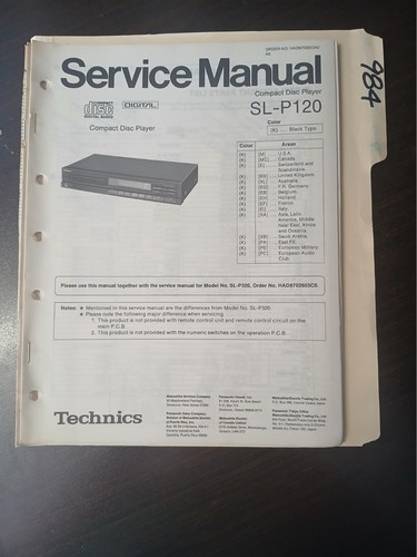Technics p120 service - technics,