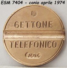 1974 GETTONE TELEFONICO ESM 7404 in gettoni da telefono di raro token METALLO @