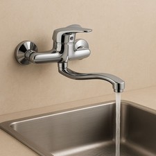 Miscelatore A Muro Milano Plus in Ottone da Cucina con Canna Orientabile ad S