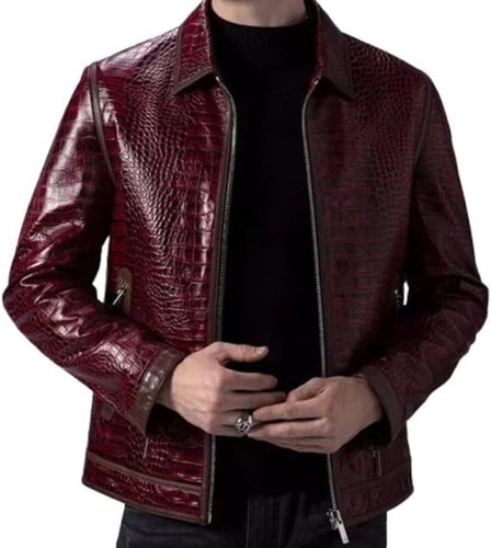 Giacca pelle uomo bordeaux