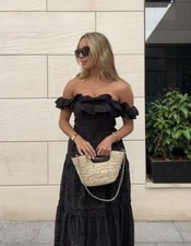 ABITO MIDI ZARA RICAMATO NERO