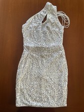 Vestito Da Donna SHEIN , Con Brillantini, Monospalla Bianco NUOVO