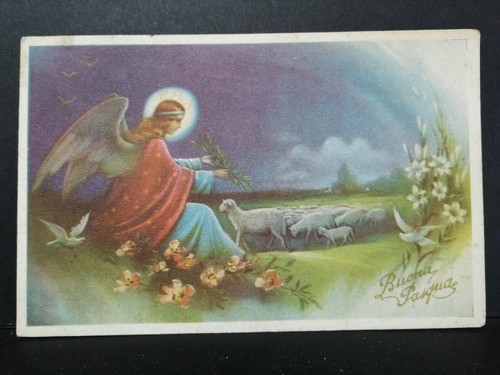 Cartolina buona pasqua angelo - cartolina,