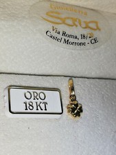 Ciondolo  portafortuna quadrifoglio lucido in oro giallo 750 18 kt New 