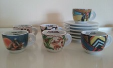 set 6 tazzine caffè decorate con sottotazza bianca. 