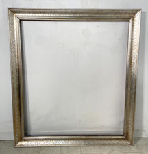 GRANDE CORNICE DESIGN ARGENTO LEGNO INCISIONE FLOREALE SCOLPITA 92 cm x 102 cm