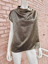 Alberto Biani Cami Top Blouse NYE Gold Oro Glitter Lurex Italy Chic Size IT 42 S