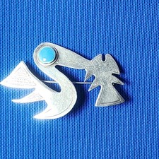 Laffi Bird with Fish Brooch