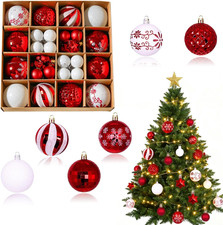Set Di 44 Palline Di Natale Infrangibili Con Gancio, Palle Di Natalizie Rosse E 