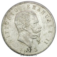 Italie 5 lire 1873 Argent M BN