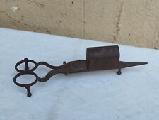 ANTICO XIX secolo ATTREZZO FORBICE SPEGNI-CANDELA STOPPINO DI FERRO A MOLLA