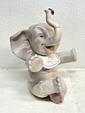 ANTICA SCULTURA CERAMICA "Elefante con mosca" Keramos TORINO 28cm/h ART DECO '30