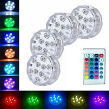 RGB Telecomando Sommergibile 10LED Luce Cambia Colore Funzionamento a Batteria UK