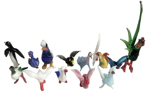 Lotto statuine uccellino vetro