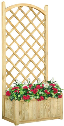 Fioriera legno con pannello - legno,