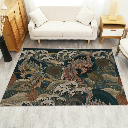 Thai naga art rug - thai,