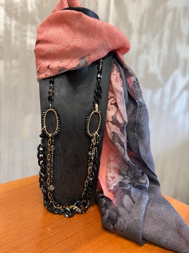Collana lunga metallo vinile - ,