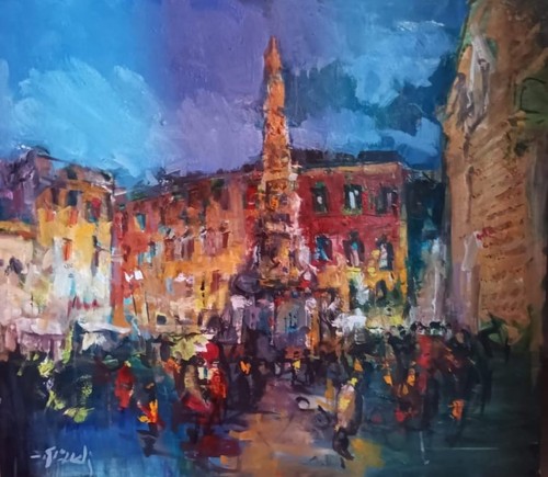 Olio tela piazza del - su, gesu