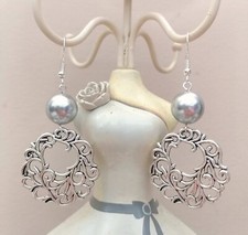 Orecchini Argento 925 Perla Grigia Ghirlanda