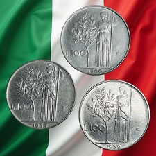 Lot of 3 Italy 100 Lire Coins