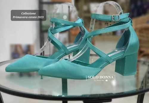 Decollete verde con tacco - verde,