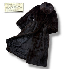 Cappotto pelliccia visone vera BLACKGLAMA marrone scuro lungo volpe dorata vintage Giappone