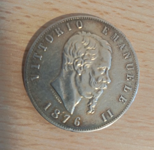 Moneta argento lire 1876 - moneta, d'argento