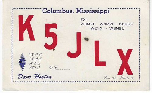 Scheda radio qsl 1958 columbus - scheda,
