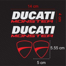 Adesivi Compatibili Ducati - Stile Monster, Vinile Prespaziato per Serbatoio 4pz