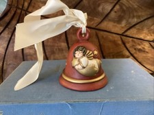 Thun Italy Campana Rossa Ceramica con Angelo Custode 2004 Appendere Albero Decorazione Casa Natale