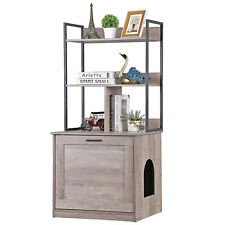 Lettiera per gatti recinto lettiera mobile nascosta con ripiano portaoggetti a 2 ripiani grigio