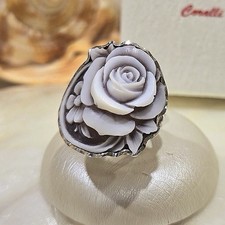 Anello cammeo floreale argento