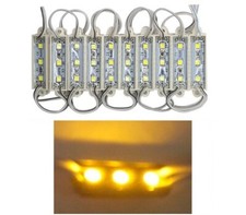 20PZ Mini Modulo 12V LED 2835 3 SMD IP65 GIALLO MOTO RETROILLUMINAZIONE INSEGNE