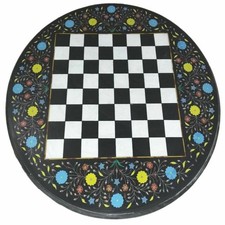 Scacchiera in marmo 24" semipreziosa pietra intarsiata lavoro artigianale arredo casa