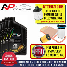 KIT TAGLIANDO FIAT 500 PANDA E6 1.3 MULTIJET 95CV 2015 +4L OLIO SELENIA WR 0W30