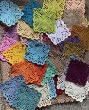 Lot of 70 - 4 Inches Handmade Granny Squares - Unattached Crochet Granny Motifs